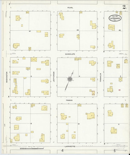 Sanborn Fire Insurance Map from La Grange, Fayette County, Texas (1912), Sheet #0002 - Complete Map Set gallery image, historic Sanborn map, vintage wall art, Texas Texas
