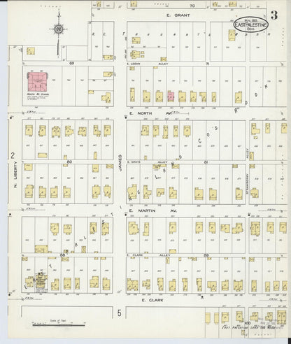 Sanborn Fire Insurance Map from East Palestine, Columbiana County, Ohio (1915), Sheet #0003 - Historic Sanborn Fire Insurance Map Print, vintage old map wall art, antique decor, genealogy gift, Ohio Ohio map