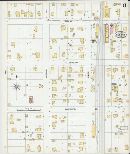 Sanborn Fire Insurance Map from Neenah, Winnebago County, Wisconsin (1900), Sheet #0008 - Complete Map Set gallery image, historic Sanborn map, vintage wall art, Wisconsin Wisconsin