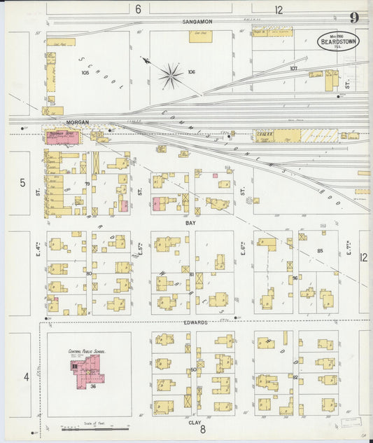 Sanborn Fire Insurance Map from Beardstown, Cass County, Illinois (1900), Sheet #0009 - Historic Sanborn Fire Insurance Map Print, vintage old map wall art, antique decor, genealogy gift, Illinois Illinois map