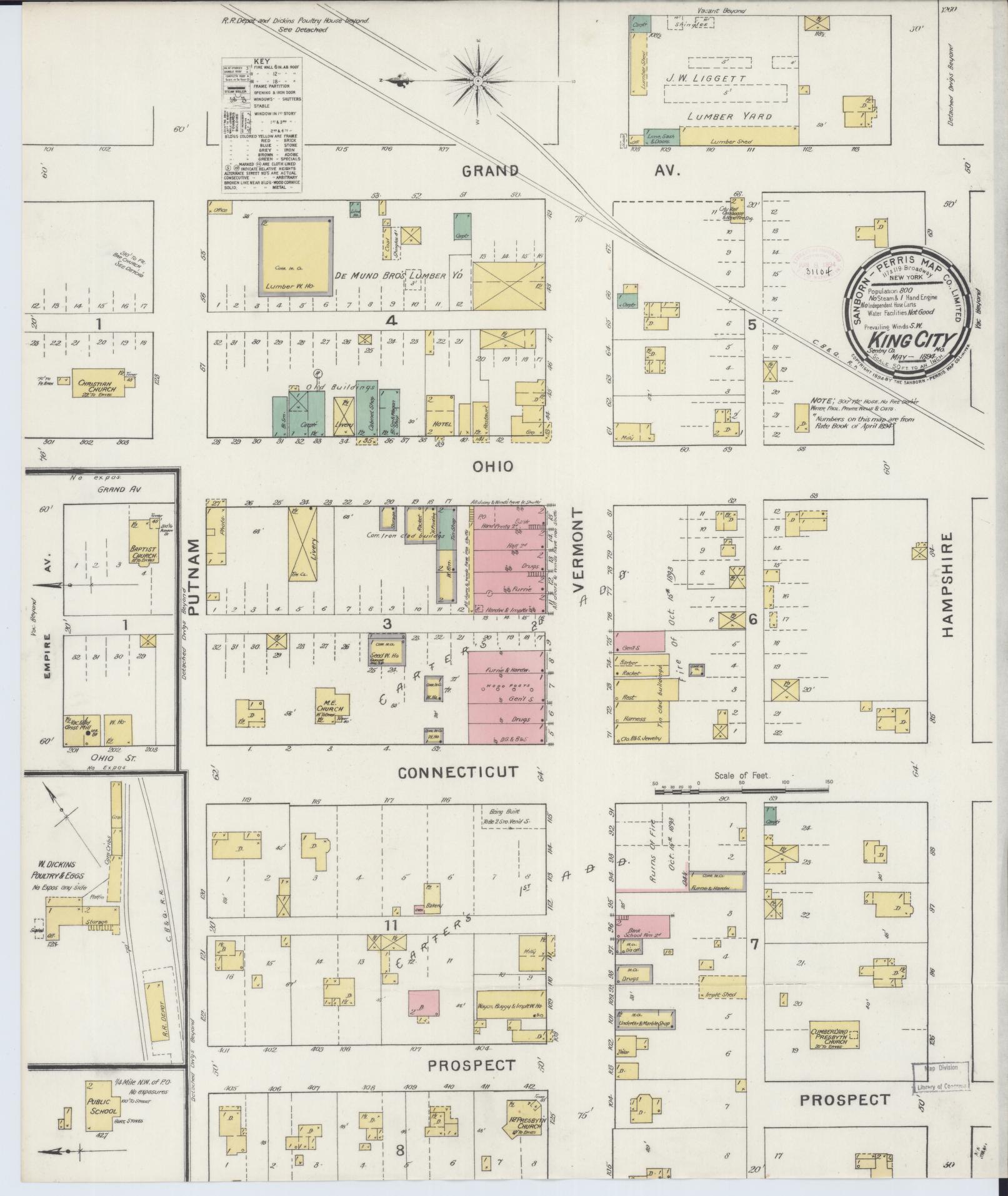 Sanborn Fire Insurance Map from King City, Gentry County, Missouri (1894), Sheet #0001 - Historic Sanborn Fire Insurance Map Print, vintage old map wall art, antique decor, genealogy gift, Missouri Missouri map