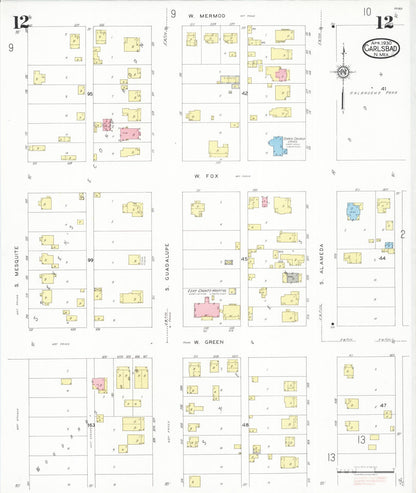 Sanborn Fire Insurance Map from Carlsbad, Eddy County, New Mexico (1930), Sheet #0012 - Complete Map Set gallery image, historic Sanborn map, vintage wall art, New Mexico New Mexico
