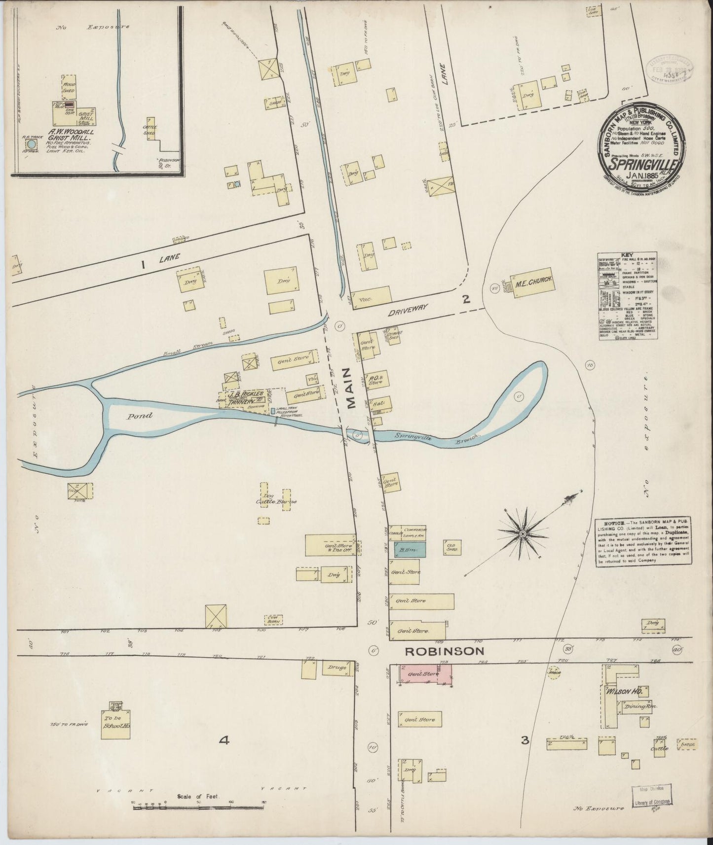 Sanborn Fire Insurance Map from Springville, Saint Clair County, Alabama (1885), Sheet #0001 - Historic Sanborn Fire Insurance Map Print, vintage old map wall art, antique decor, genealogy gift, Alabama Alabama map