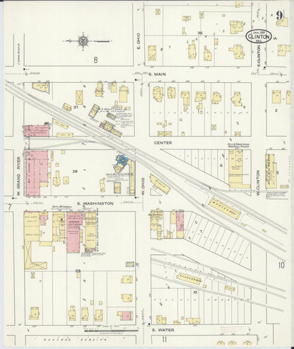 Sanborn Fire Insurance Map from Clinton, Henry County, Missouri (1918), Sheet #0009 - Complete Map Set gallery image, historic Sanborn map, vintage wall art, Missouri Missouri