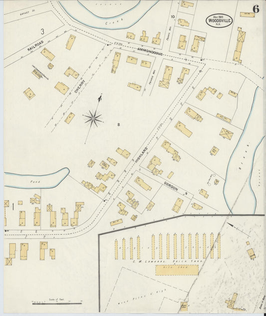 Sanborn Fire Insurance Map from Woodsville, Grafton County, New Hampshire (1905), Sheet #0006 - Historic Sanborn Fire Insurance Map Print, vintage old map wall art, antique decor, genealogy gift, New Hampshire New Hampshire map