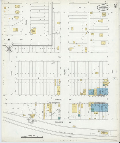 Sanborn Fire Insurance Map from Morrison, Noble County, Oklahoma (1905), Sheet #0002 - Complete Map Set gallery image, historic Sanborn map, vintage wall art, Oklahoma Oklahoma