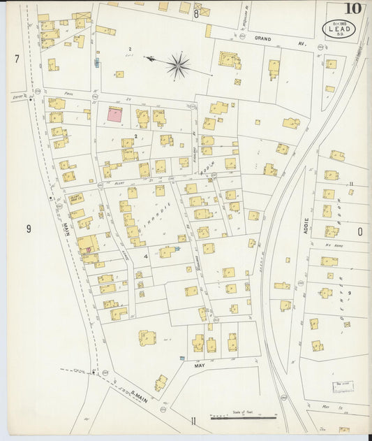 Sanborn Fire Insurance Map from Lead, Lawrence County, South Dakota (1903), Sheet #0010 - Historic Sanborn Fire Insurance Map Print, vintage old map wall art, antique decor, genealogy gift, South Dakota South Dakota map