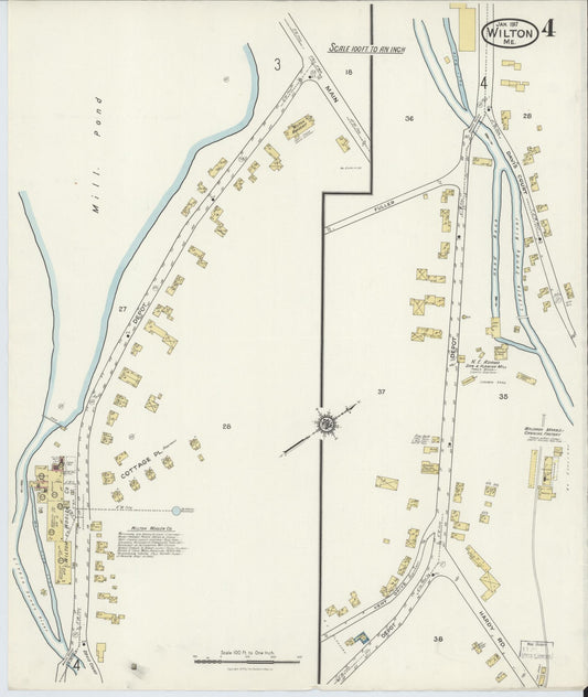 Sanborn Fire Insurance Map from Wilton, Franklin County, Maine (1917), Sheet #0004 - Historic Sanborn Fire Insurance Map Print, vintage old map wall art, antique decor, genealogy gift, Maine Maine map