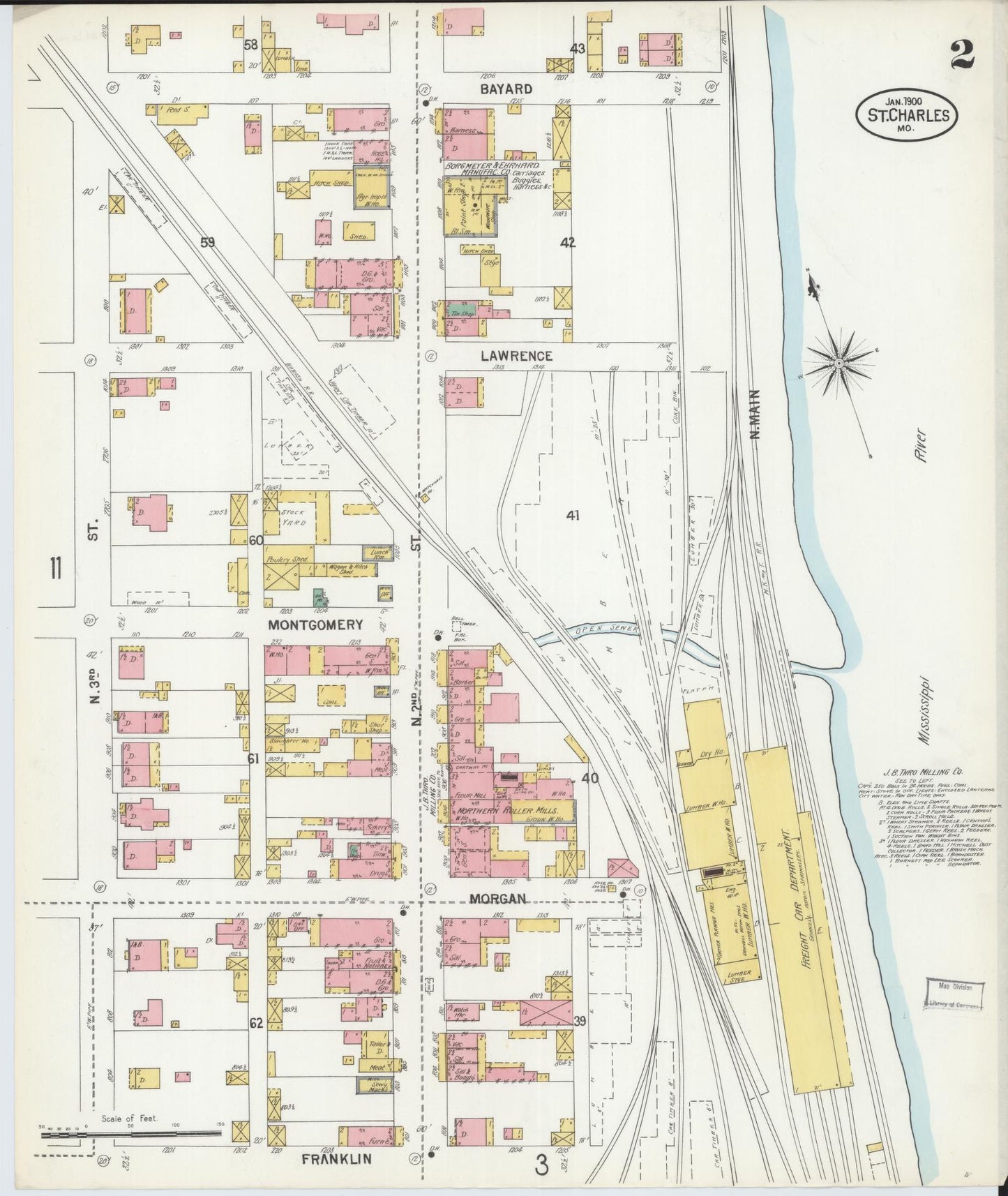 Sanborn Fire Insurance Map from Saint Charles, Saint Charles County, Missouri (1900), Sheet #0002 - Complete Map Set gallery image, historic Sanborn map, vintage wall art, Missouri Missouri