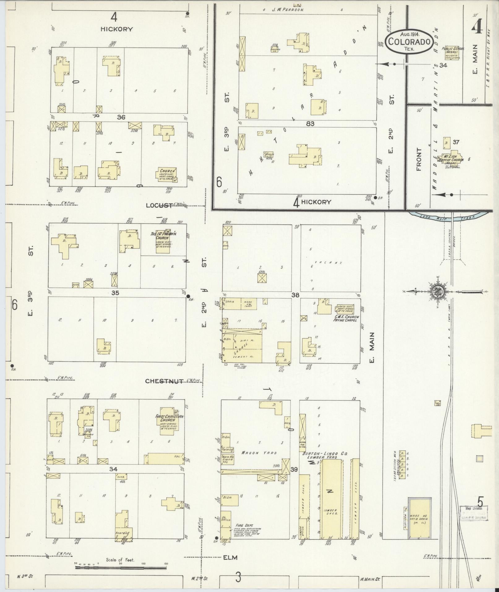 Sanborn Fire Insurance Map from Colorado, Mitchell County, Texas (1914), Sheet #0004 - Complete Map Set gallery image, historic Sanborn map, vintage wall art, Colorado Colorado