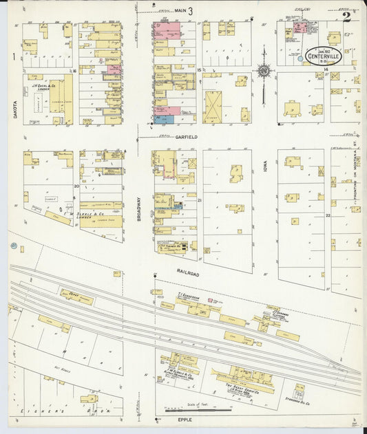 Sanborn Fire Insurance Map from Centerville, Turner County, South Dakota (1912), Sheet #0002 - Historic Sanborn Fire Insurance Map Print, vintage old map wall art, antique decor, genealogy gift, South Dakota South Dakota map