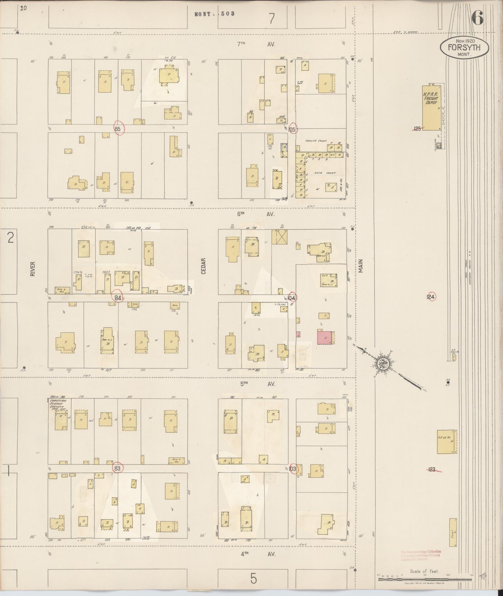 Sanborn Fire Insurance Map from Forsyth, Rosebud County, Montana (1941), Sheet #0006 - Complete Map Set gallery image, historic Sanborn map, vintage wall art, Montana Montana