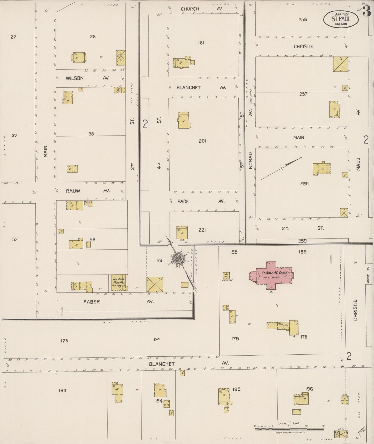 Sanborn Fire Insurance Map from Saint Paul, Marion County, Oregon (1922), Sheet #0003 - Historic Sanborn Fire Insurance Map Print, vintage old map wall art, antique decor, genealogy gift, Oregon Oregon map