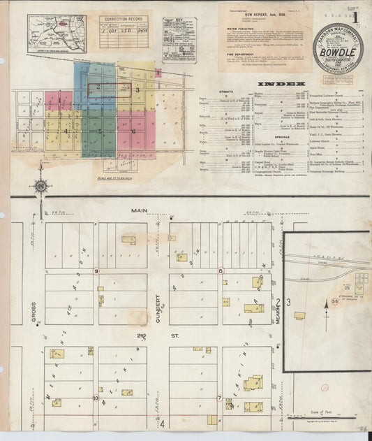 Sanborn Fire Insurance Map from Bowdle, Edmunds County, South Dakota (1939), Sheet #0001 - Complete Map Set gallery image, historic Sanborn map, vintage wall art, South Dakota South Dakota