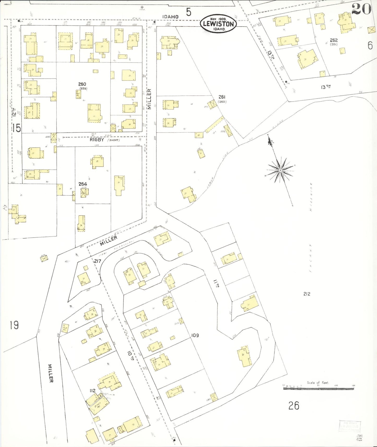 Sanborn Fire Insurance Map from Lewiston, Nez Perce County, Idaho (1909), Sheet #0020 - Complete Map Set gallery image, historic Sanborn map, vintage wall art, Idaho Idaho