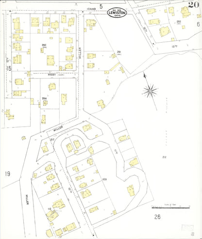 Sanborn Fire Insurance Map from Lewiston, Nez Perce County, Idaho (1909), Sheet #0020 - Complete Map Set gallery image, historic Sanborn map, vintage wall art, Idaho Idaho