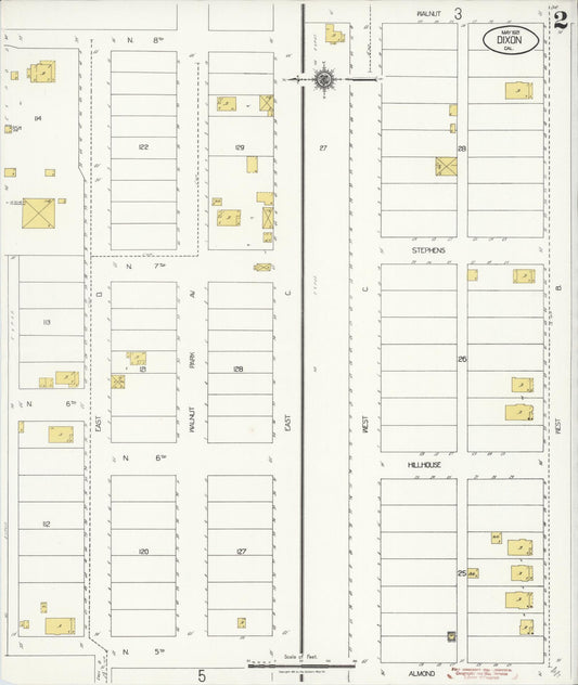 Sanborn Fire Insurance Map from Dixon, Solano County, California (1921), Sheet #0002 - Historic Sanborn Fire Insurance Map Print, vintage old map wall art, antique decor, genealogy gift, California California map