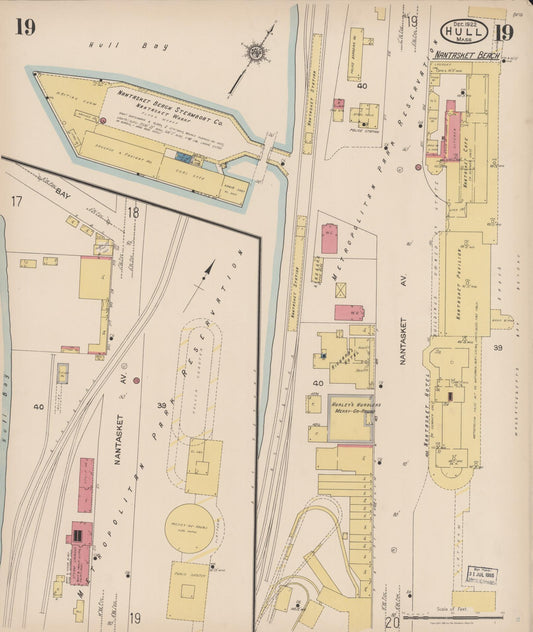 Sanborn Fire Insurance Map from Hull, Plymouth County, Massachusetts (1922), Sheet #0019 - Historic Sanborn Fire Insurance Map Print, vintage old map wall art, antique decor, genealogy gift, Massachusetts Massachusetts map