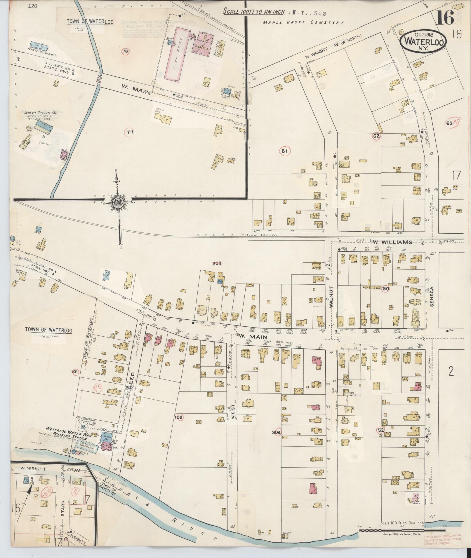 Sanborn Fire Insurance Map from Waterloo, Seneca County, New York (1948), Sheet #0016 - Complete Map Set gallery image, historic Sanborn map, vintage wall art, New York New York