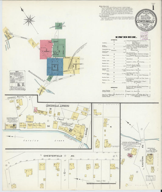 Sanborn Fire Insurance Map from Centreville, Queen Anne's County, Maryland (1908), Sheet #0001 - Complete Map Set gallery image, historic Sanborn map, vintage wall art, Maryland Maryland