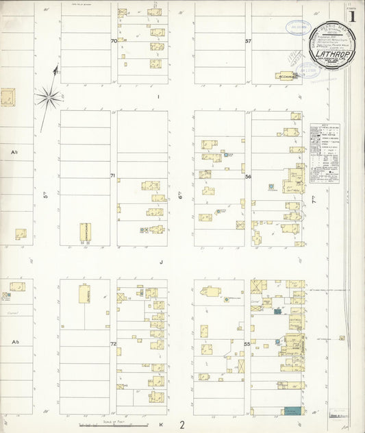 Sanborn Fire Insurance Map from Lathrop, San Joaquin County, California (1898), Sheet #0001 - Complete Map Set gallery image, historic Sanborn map, vintage wall art, California California