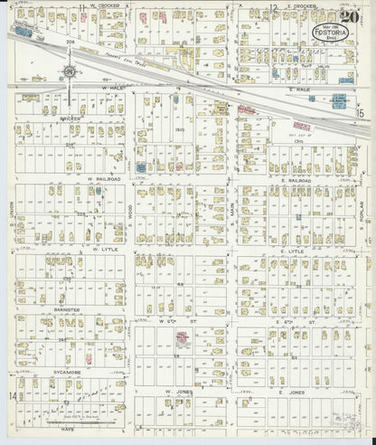 Sanborn Fire Insurance Map from Fostoria, Seneca, Hancock, And Wood Counties, Ohio (1914), Sheet #0020 - Historic Sanborn Fire Insurance Map Print, vintage old map wall art, antique decor, genealogy gift, Ohio Ohio map
