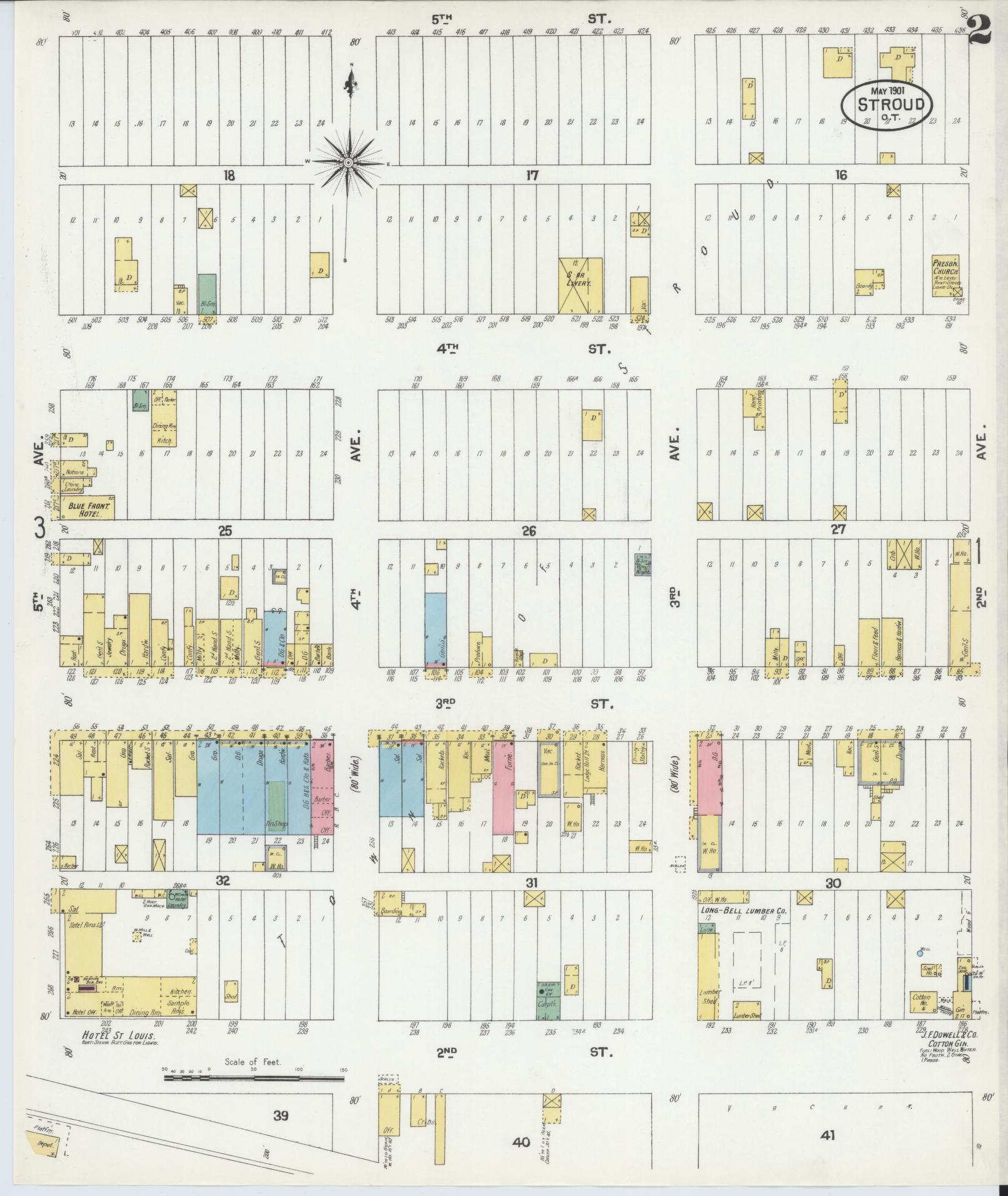 Sanborn Fire Insurance Map from Stroud, Lincoln County, Oklahoma (1901), Sheet #0002 - Historic Sanborn Fire Insurance Map Print, vintage old map wall art, antique decor, genealogy gift, Oklahoma Oklahoma map