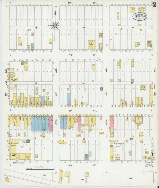 Sanborn Fire Insurance Map from Stroud, Lincoln County, Oklahoma (1901), Sheet #0002 - Historic Sanborn Fire Insurance Map Print, vintage old map wall art, antique decor, genealogy gift, Oklahoma Oklahoma map