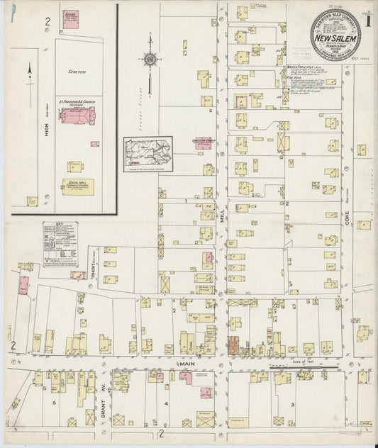 Sanborn Fire Insurance Map from New Salem, Fayette County, Pennsylvania (1914), Sheet #0001 - Historic Sanborn Fire Insurance Map Print, vintage old map wall art, antique decor, genealogy gift, Pennsylvania Pennsylvania map