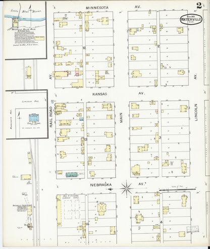 Sanborn Fire Insurance Map from Waterville, Marshall County, Kansas (1893), Sheet #0002 - Complete Map Set gallery image, historic Sanborn map, vintage wall art, Kansas Kansas
