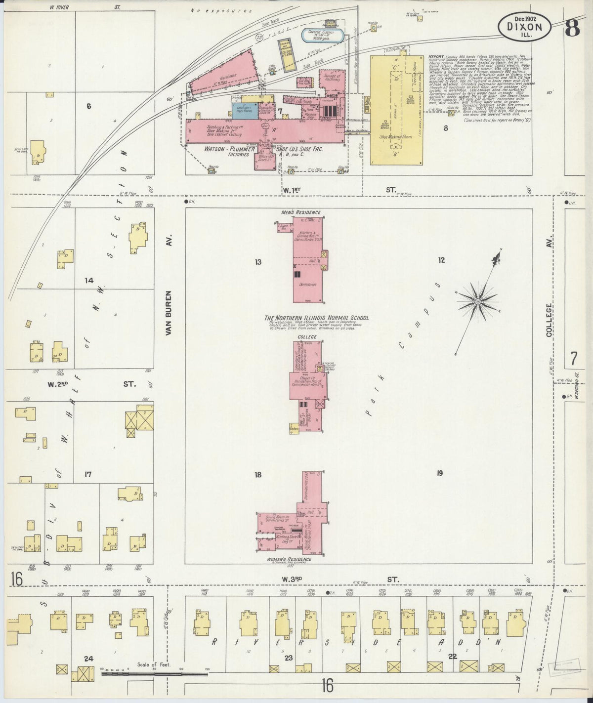 Sanborn Fire Insurance Map from Dixon, Lee County, Illinois (1902), Sheet #0008 - Complete Map Set gallery image, historic Sanborn map, vintage wall art, Illinois Illinois