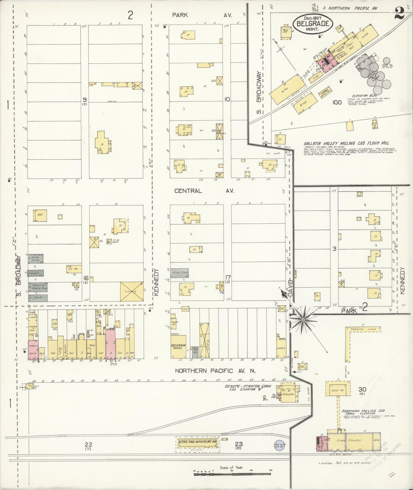 Sanborn Fire Insurance Map from Belgrade, Gallatin County, Montana (1907), Sheet #0002 - Complete Map Set gallery image, historic Sanborn map, vintage wall art, Montana Montana