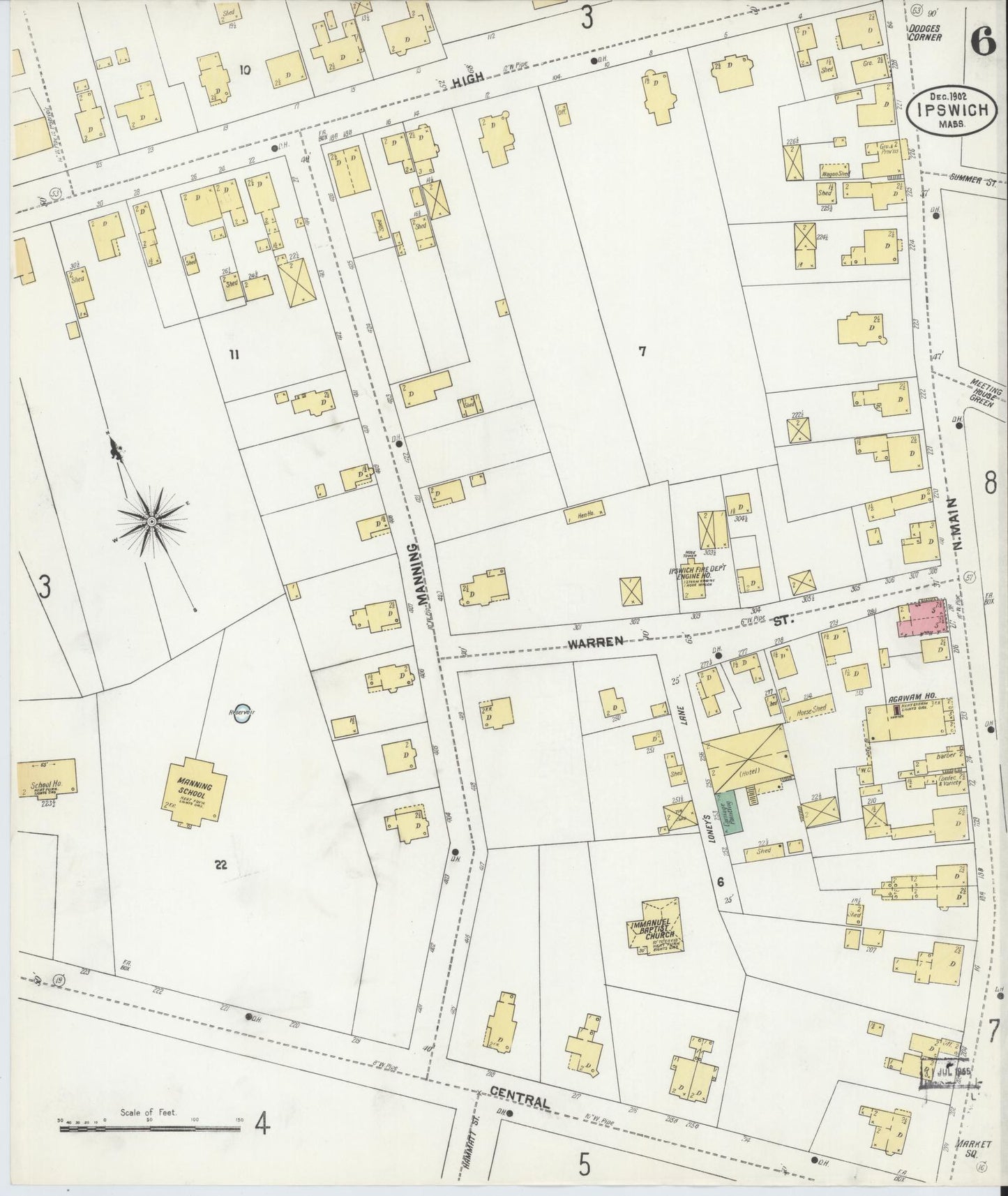 Sanborn Fire Insurance Map from Ipswich, Essex County, Massachusetts (1902), Sheet #0006 - Complete Map Set gallery image, historic Sanborn map, vintage wall art, Massachusetts Massachusetts