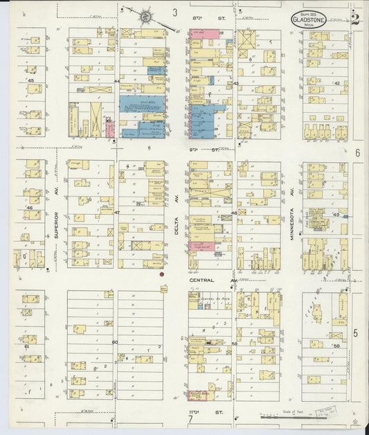 Sanborn Fire Insurance Map from Gladstone, Delta County, Michigan (1913), Sheet #0002 - Historic Sanborn Fire Insurance Map Print, vintage old map wall art, antique decor, genealogy gift, Michigan Michigan map