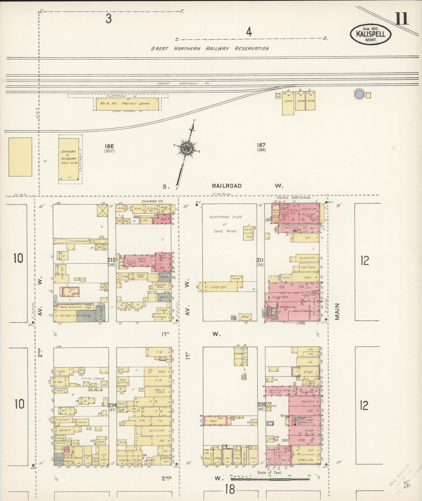 Sanborn Fire Insurance Map from Kalispell, Flathead County, Montana (1910), Sheet #0011 - Complete Map Set gallery image, historic Sanborn map, vintage wall art, Montana Montana