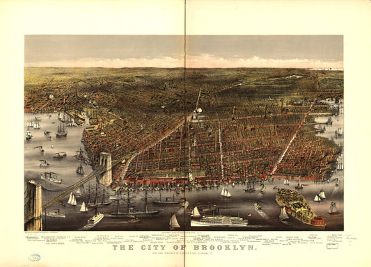 The city of Brooklyn. (1879) – Historic Bird’s-Eye View Panorama Print