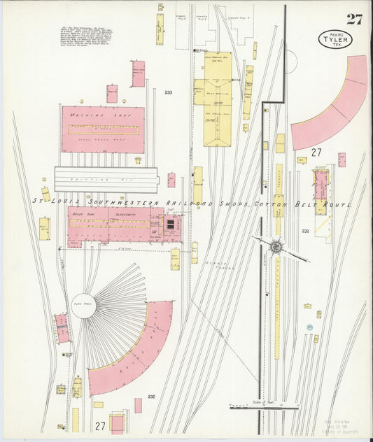 Sanborn Fire Insurance Map from Tyler, Smith County, Texas (1912), Sheet #0027 - Historic Sanborn Fire Insurance Map Print, vintage old map wall art, antique decor, genealogy gift, Texas Texas map