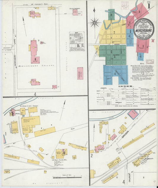 Sanborn Fire Insurance Map from Mercersburg, Franklin County, Pennsylvania (1905), Sheet #0001 - Historic Sanborn Fire Insurance Map Print, vintage old map wall art, antique decor, genealogy gift, Pennsylvania Pennsylvania map