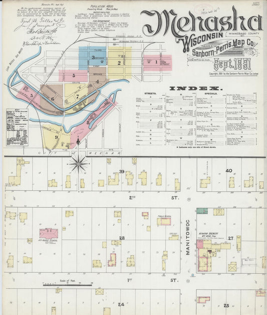 Menasha, Winnebago County, Wisconsin (1891) – Sanborn Fire Insurance Map – Map View