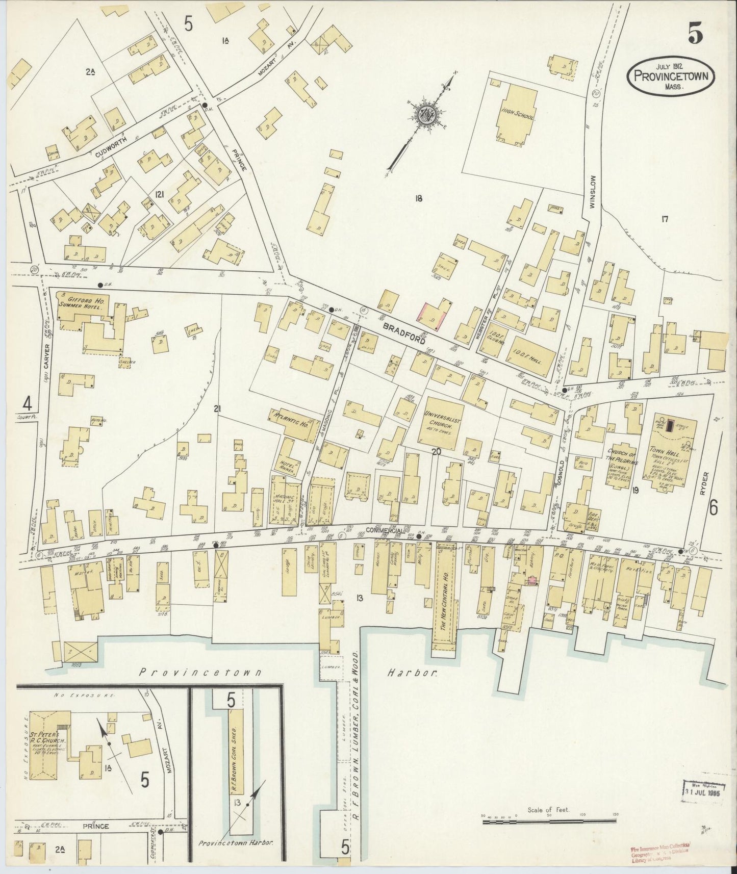 Sanborn Fire Insurance Map from Provincetown, Barnstable County, Massachusetts (1912), Sheet #0005 - Complete Map Set gallery image, historic Sanborn map, vintage wall art, Massachusetts Massachusetts