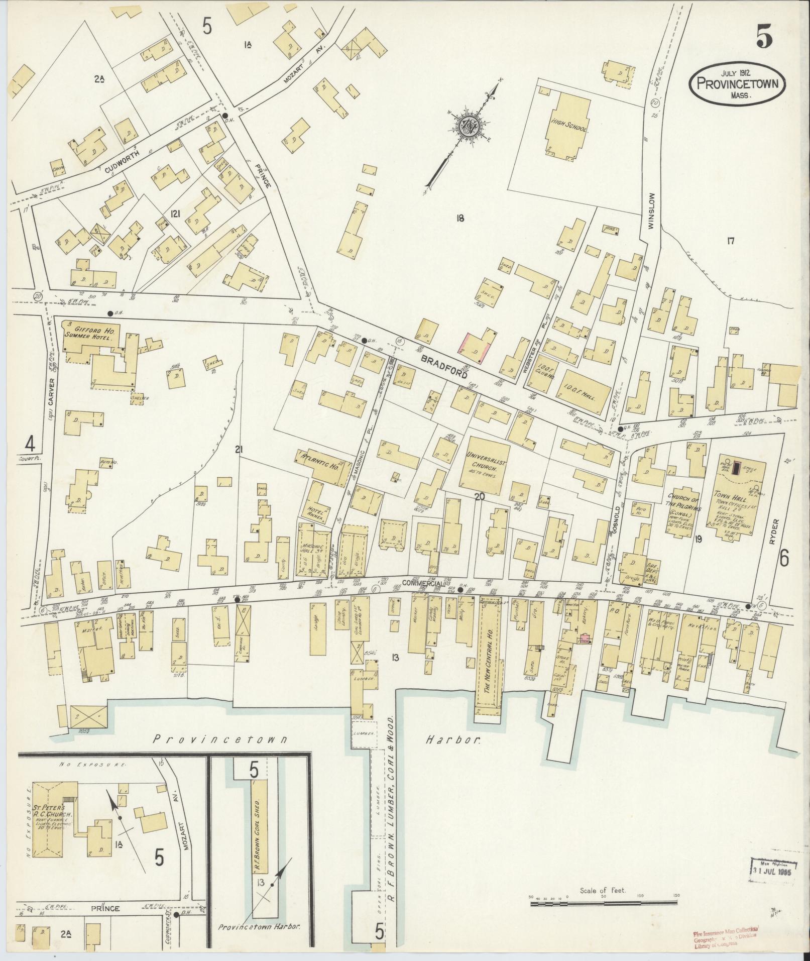 Sanborn Fire Insurance Map from Provincetown, Barnstable County, Massachusetts (1912), Sheet #0005 - Complete Map Set gallery image, historic Sanborn map, vintage wall art, Massachusetts Massachusetts