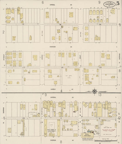 Sanborn Fire Insurance Map from Calexico, Imperial County, California (1920), Sheet #0005 - Complete Map Set gallery image, historic Sanborn map, vintage wall art, California California