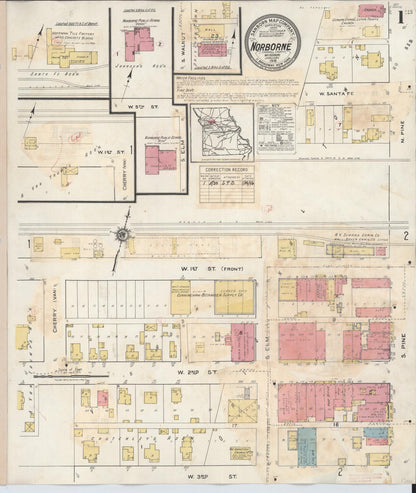 Sanborn Fire Insurance Map from Norborne, Carroll County, Missouri (1933), Sheet #0001 - Historic Sanborn Fire Insurance Map Print, vintage old map wall art, antique decor, genealogy gift, Missouri Missouri map