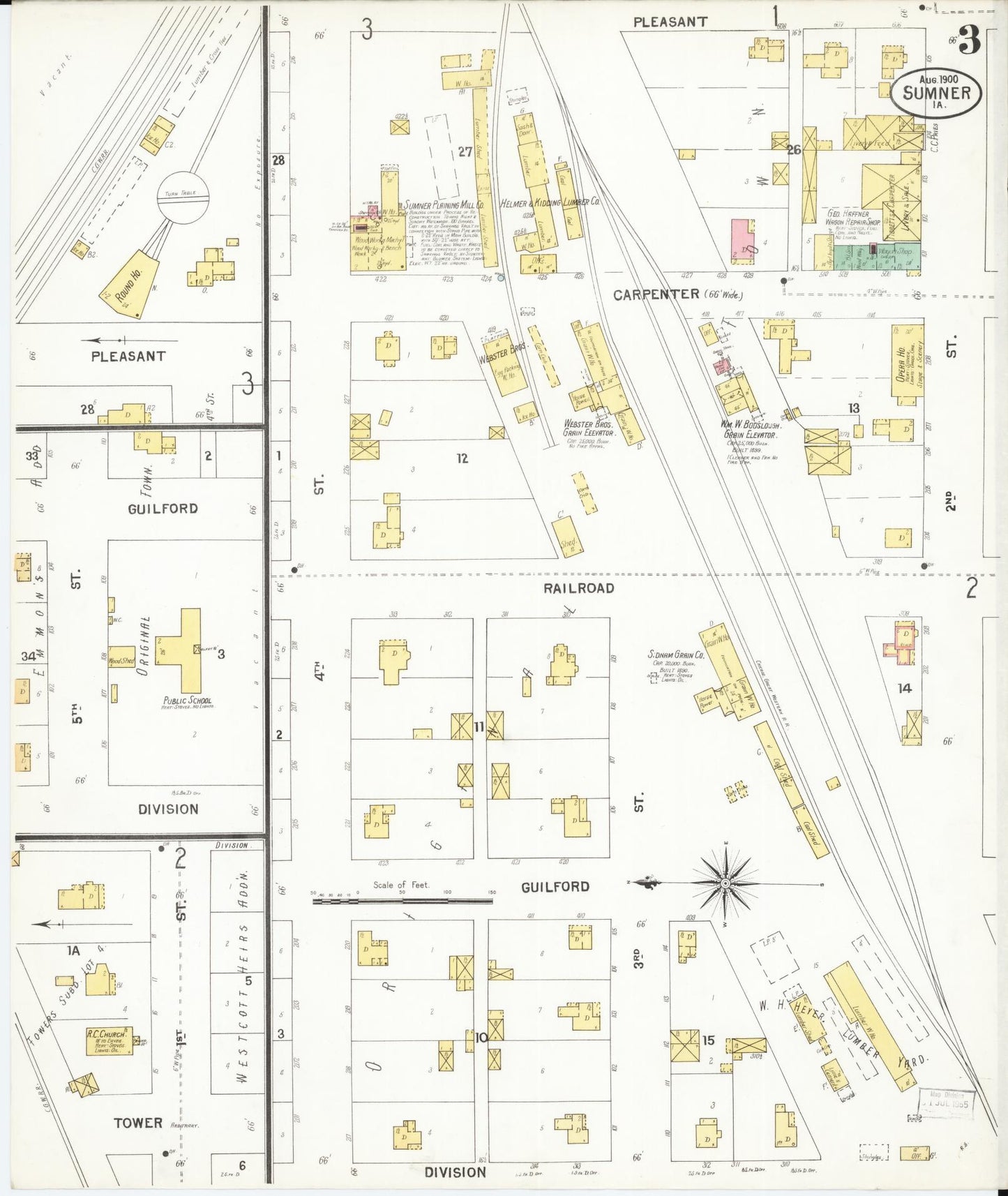 Sanborn Fire Insurance Map from Sumner, Bremer County, Iowa (1900), Sheet #0003 - Historic Sanborn Fire Insurance Map Print, vintage old map wall art
