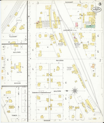 Sanborn Fire Insurance Map from Sumner, Bremer County, Iowa (1900), Sheet #0003 - Historic Sanborn Fire Insurance Map Print, vintage old map wall art