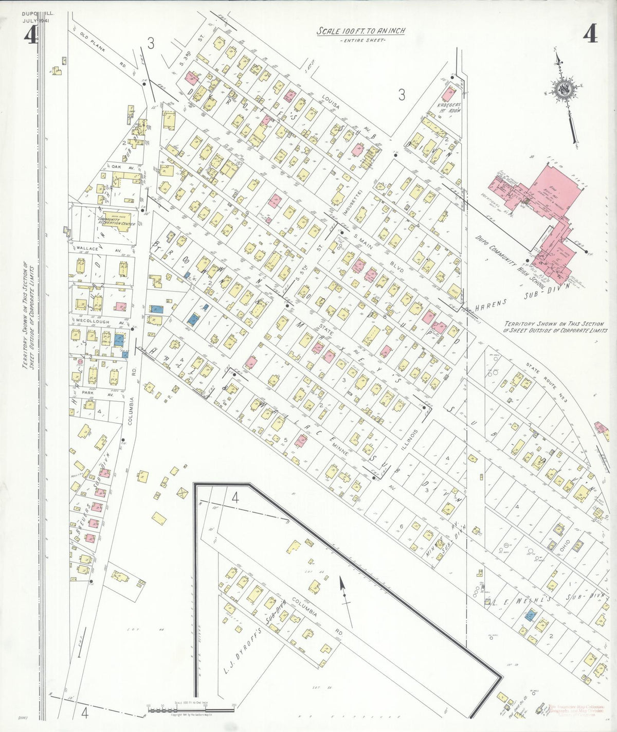 Sanborn Fire Insurance Map from Dupo, Saint Clair County, Illinois (1941), Sheet #0004 - Complete Map Set gallery image, historic Sanborn map, vintage wall art, Illinois Illinois