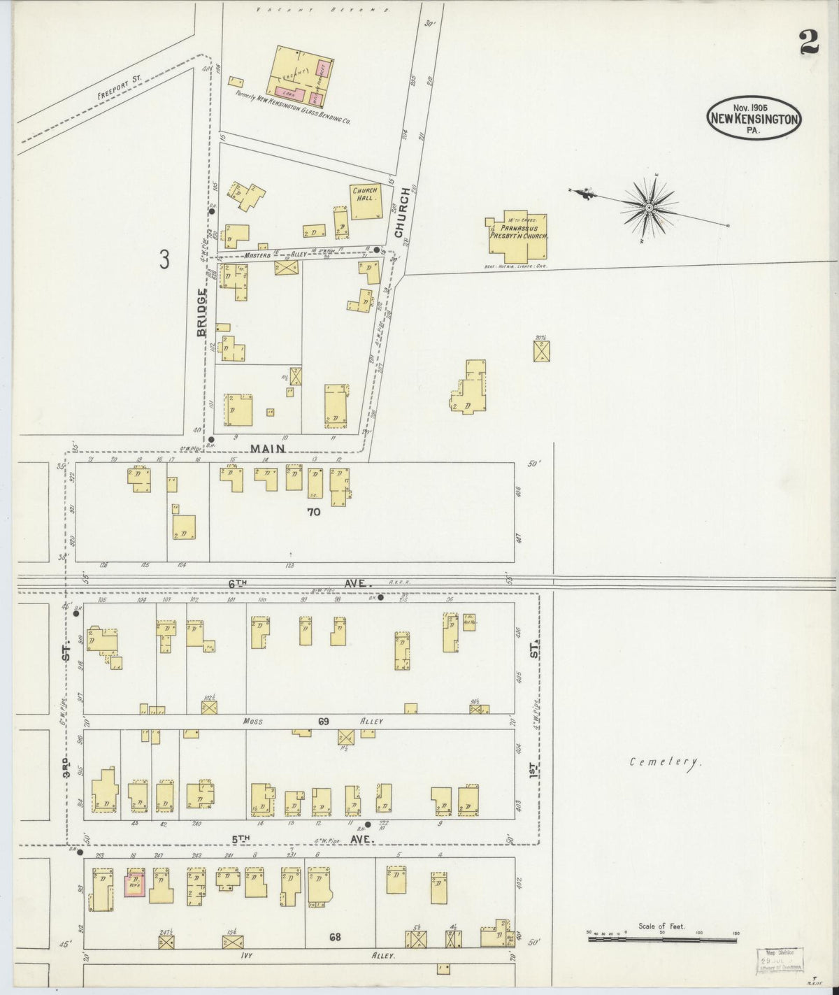 Sanborn Fire Insurance Map from New Kensington, Westmoreland County, Pennsylvania (1905), Sheet #0002 - Historic Sanborn Fire Insurance Map Print, vintage old map wall art, antique decor, genealogy gift, Pennsylvania Pennsylvania map
