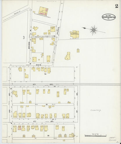 Sanborn Fire Insurance Map from New Kensington, Westmoreland County, Pennsylvania (1905), Sheet #0002 - Historic Sanborn Fire Insurance Map Print, vintage old map wall art, antique decor, genealogy gift, Pennsylvania Pennsylvania map