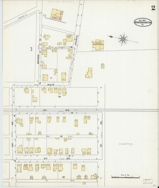 Sanborn Fire Insurance Map from New Kensington, Westmoreland County, Pennsylvania (1905), Sheet #0002 - Historic Sanborn Fire Insurance Map Print, vintage old map wall art, antique decor, genealogy gift, Pennsylvania Pennsylvania map
