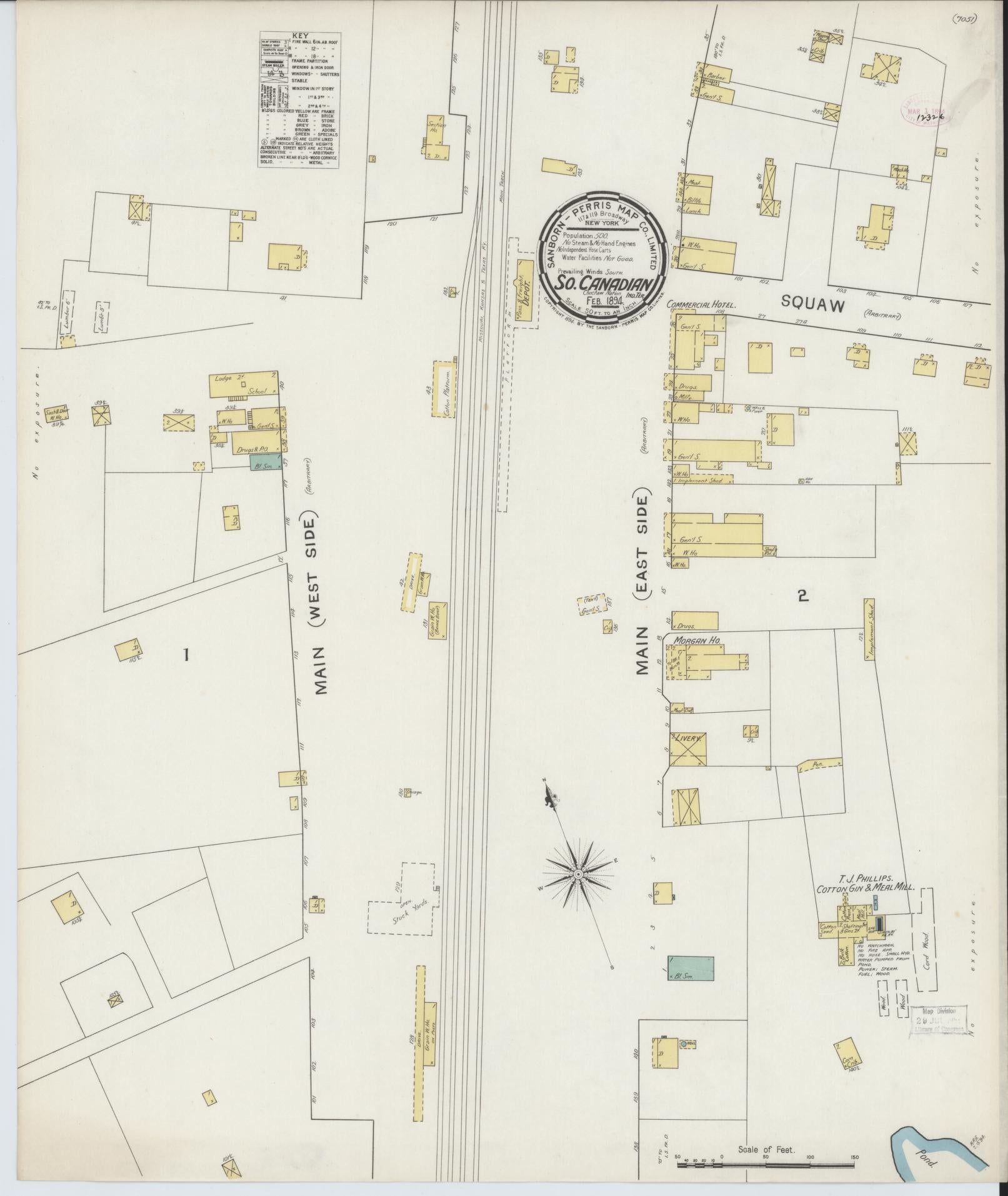 Sanborn Fire Insurance Map from South Canadian, Pittsburg County, Oklahoma (1894), Sheet #0001 - Historic Sanborn Fire Insurance Map Print, vintage old map wall art, antique decor, genealogy gift, Oklahoma Oklahoma map